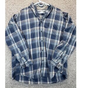 Columbia Mens XL Blue Plaid Long Sleeve Button Down Cotton Shirt AM7297